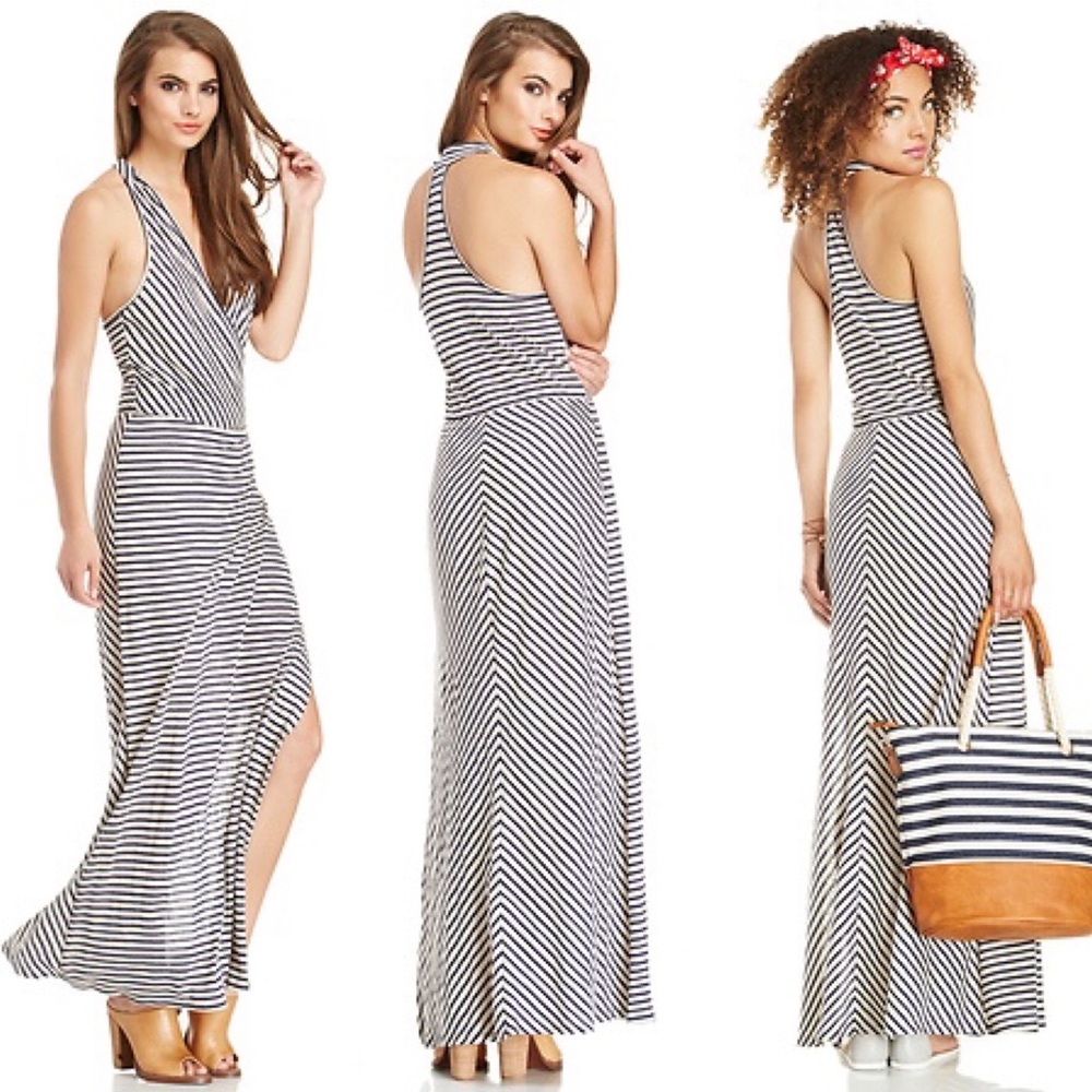 LA Made Stripe Wrap Maxi Dress